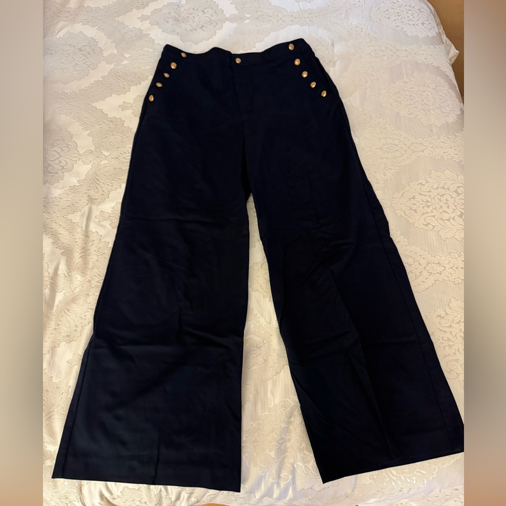 NWOT Ralph Lauren Navy Wide Leg Pants Sz 16